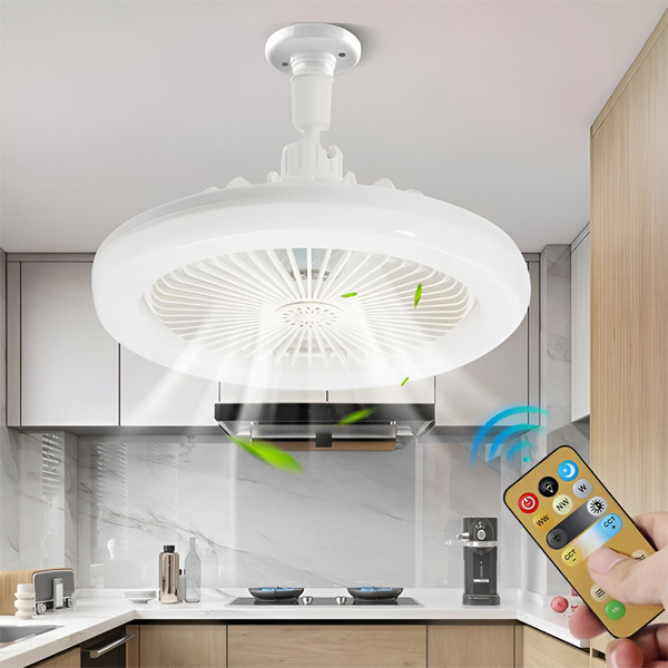 Ventilatore da soffitto con attacco a vite, luce LED e telecomando | FANGLO
