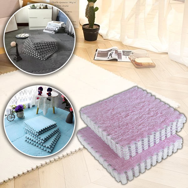 Piastrelle per Pavimento a Puzzle in Peluche - Confezione da 10, 30x30 cm, Antiscivolo | FLUFFTILE