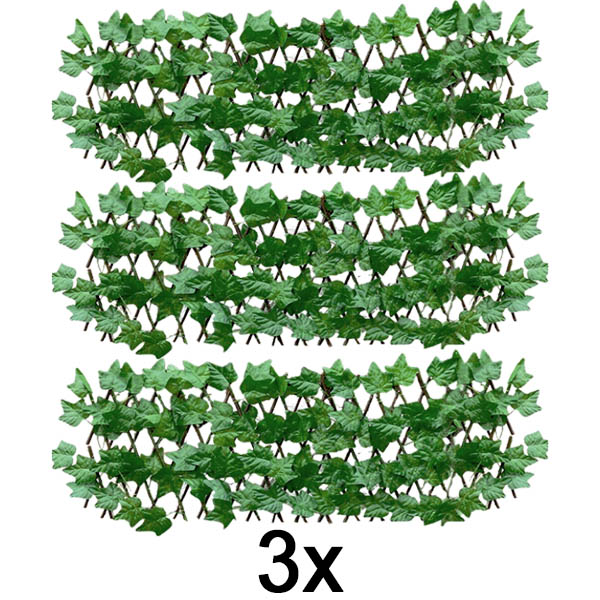 3x Pannello recinzione espandibile con edera – 30×180 cm, resistente ai raggi UV, senza attrezzi | GREENFENCE
