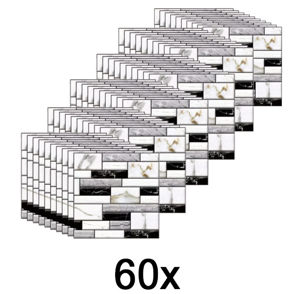 6x Adesivi murali 3D con effetto marmo (10 pz) | MARBLEBLOCKS