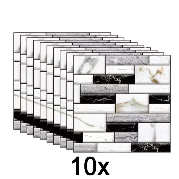 1x Adesivi murali 3D con effetto marmo (10 pz) | MARBLEBLOCKS