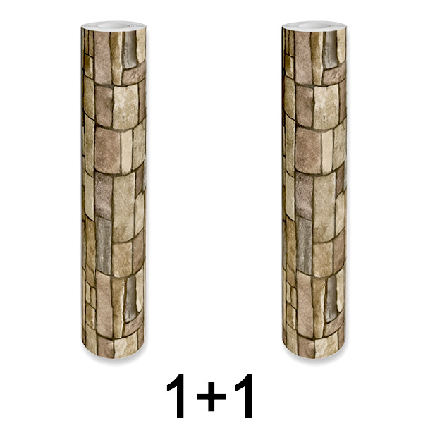 1x 1+1 GRATIS Pannello da Parete Adesivo 3D Effetto Mattone | WALLCORWRAP
