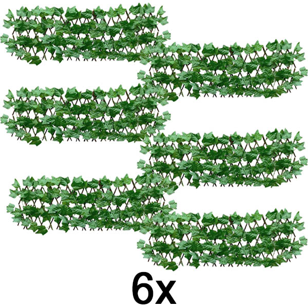6x Pannello recinzione espandibile con edera – 30×180 cm, resistente ai raggi UV, senza attrezzi | GREENFENCE
