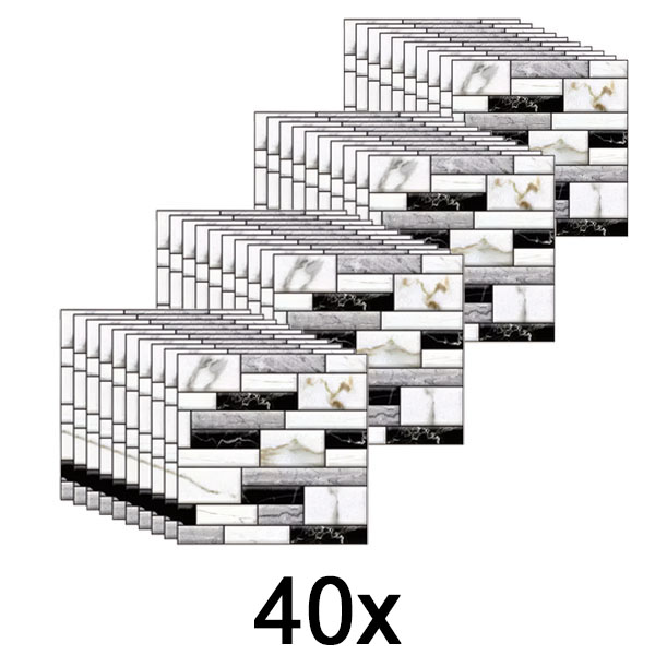 4x Adesivi murali 3D con effetto marmo (10 pz) | MARBLEBLOCKS