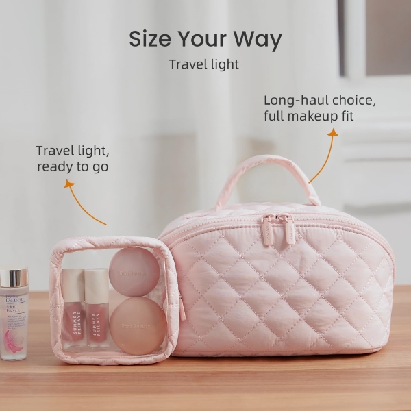 Trousse cosmetica imbottita – apertura a 180°, 5 tasche, lavabile in lavatrice | MAKEPACK