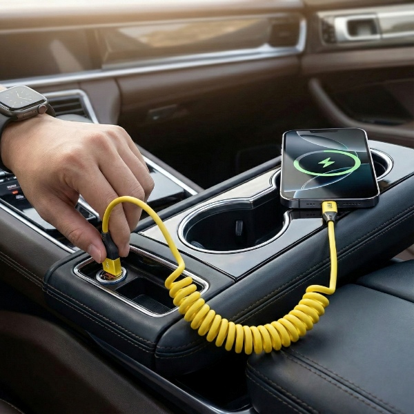 Cavo di ricarica retrattile 4-in-1 - 65W, USB-C + Lightning | SPRINTCHARG